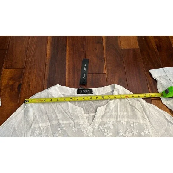 Women’s Blouse Shirt Floral Flowers Lace 5XL White Flowy Boho Gracila - Picture 12 of 16
